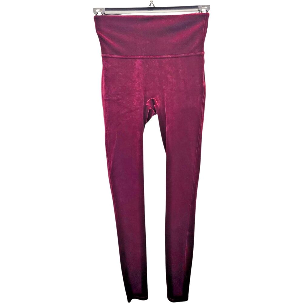 SPANX Stretch Velvet Leggings Burgandy Medium